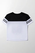 V-Neck Mesh Short SleeveT-Shirt White And Black (2)