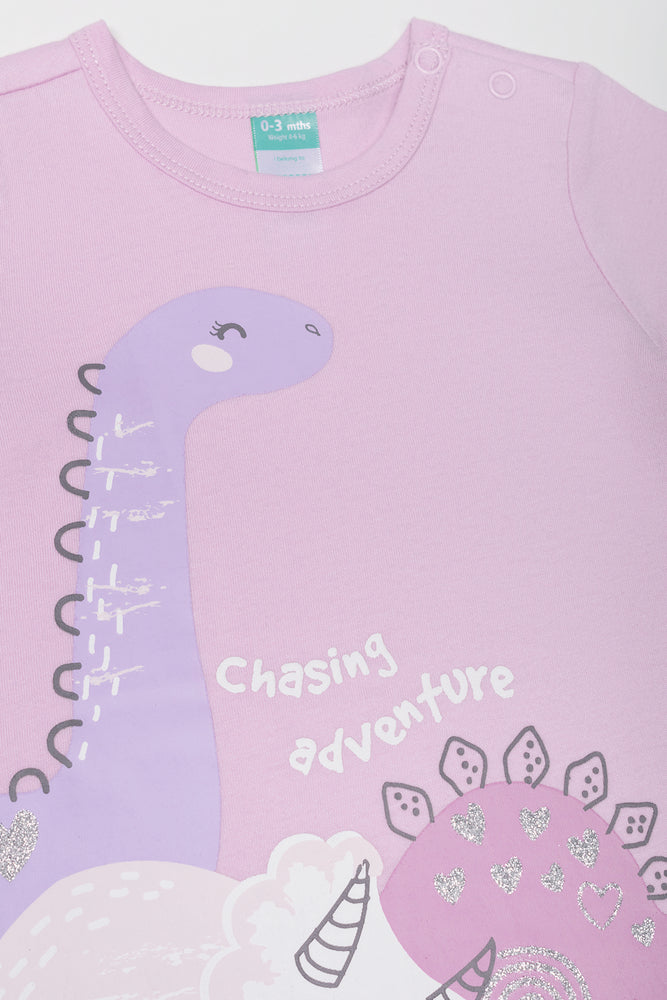 Dinosaur Romper Lilac