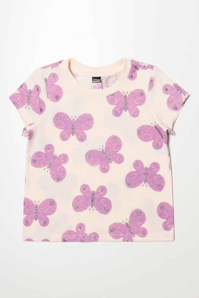 Butterfly Short Sleeve T-Shirt Cream