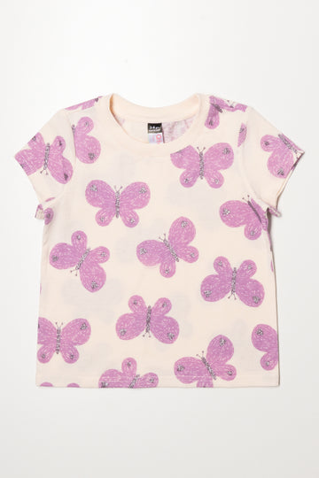 Butterfly Short Sleeve T-Shirt Cream