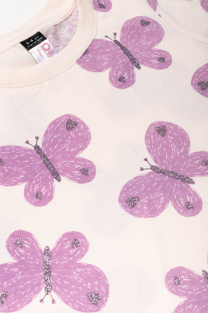 Butterfly Short Sleeve T-Shirt Cream
