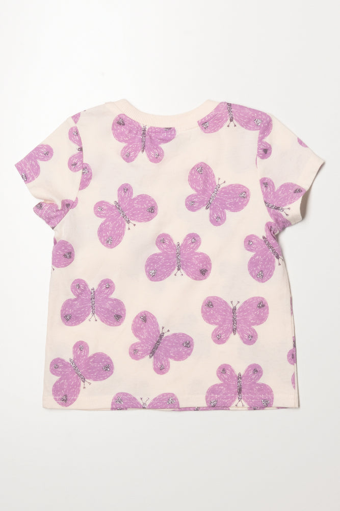 Butterfly Short Sleeve T-Shirt Cream (2)