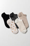 5 Pack Low Cut Socks Natural And Black