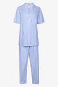 Short Sleeve Button Through Pyjama Set Blue