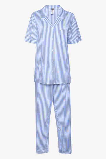 Short Sleeve Button Through Pyjama Set Blue