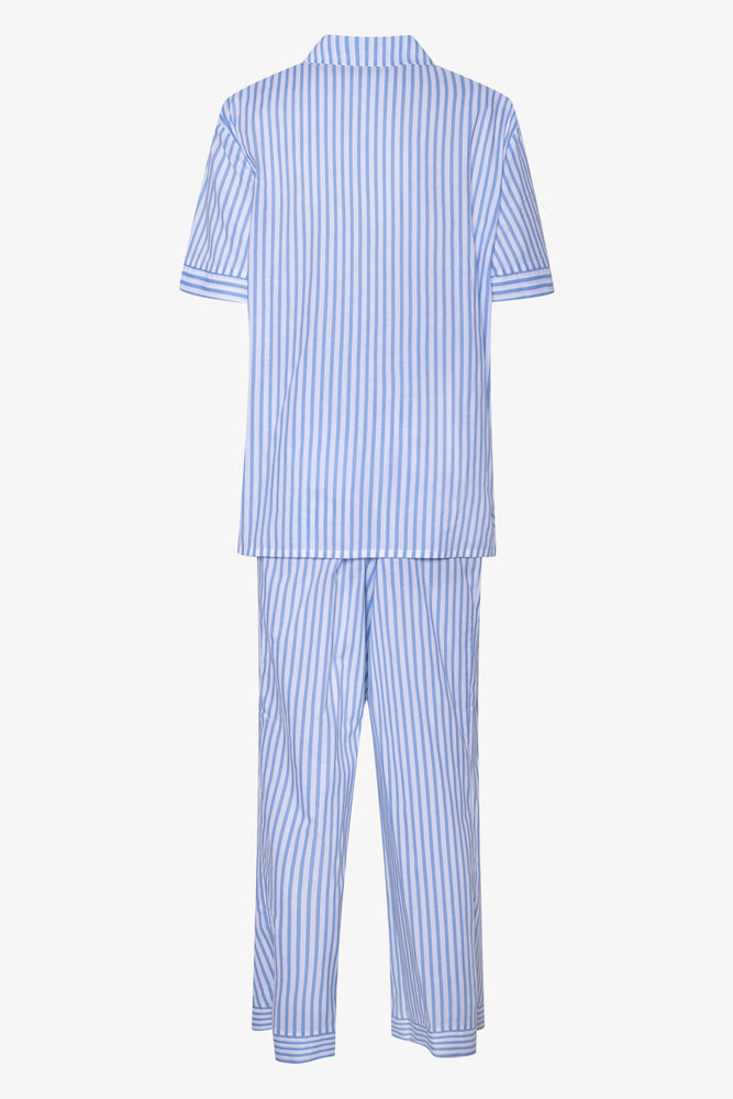 Short Sleeve Button Through Pyjama Set Blue (1)