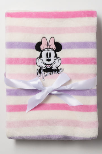 Minnie Mouse Stripe Blanket Pink