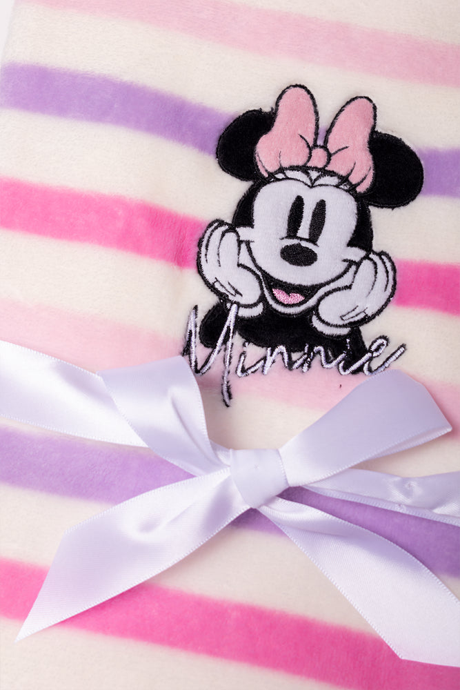 Minnie Mouse Stripe Blanket Pink