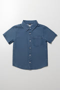 Short Sleeve Denim Shirt Blue