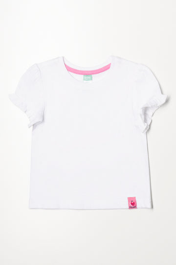 Frill Sleeve T-Shirt White