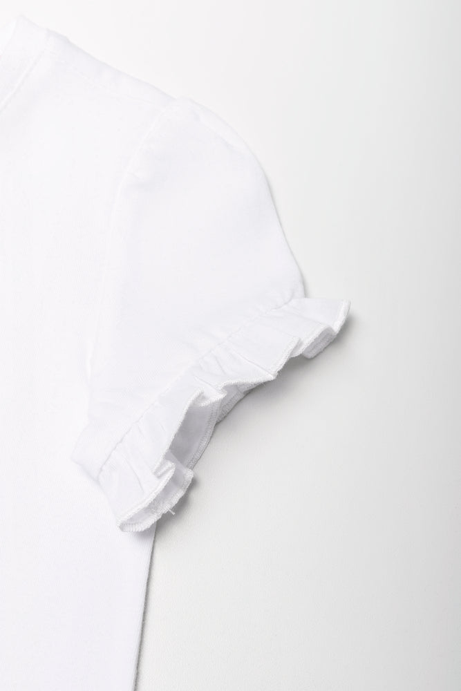 Frill Sleeve T-Shirt White