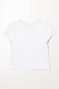 Frill Sleeve T-Shirt White (2)