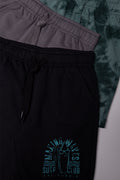 3 Pack Tie Dye Shorts Green, Dark Grey And Black (1)