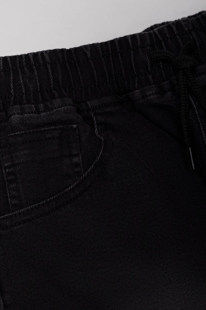 Basic Denim Pull On Shorts Black