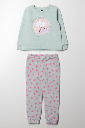Take More Naps Pyjama Set Light Green And Grey
