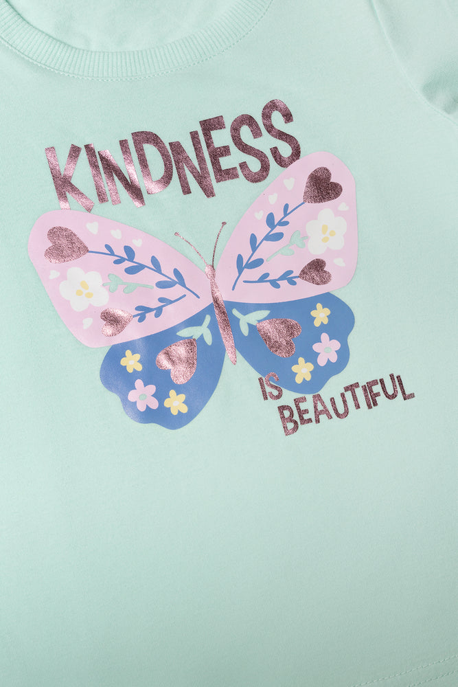 Butterfly Short Sleeve T-Shirt Light Green