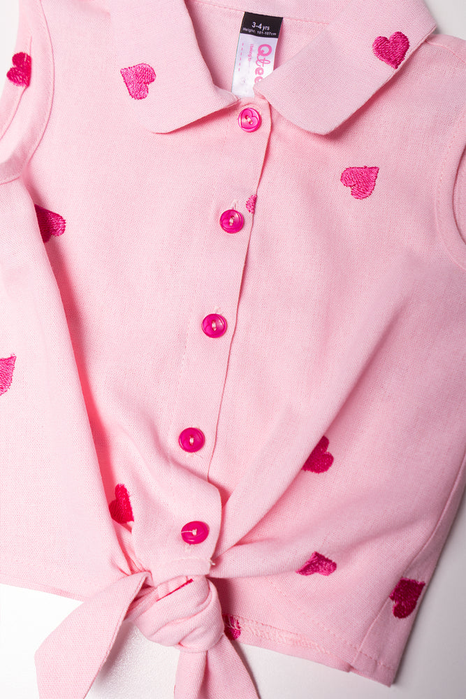 Linen Shorts Set Pink