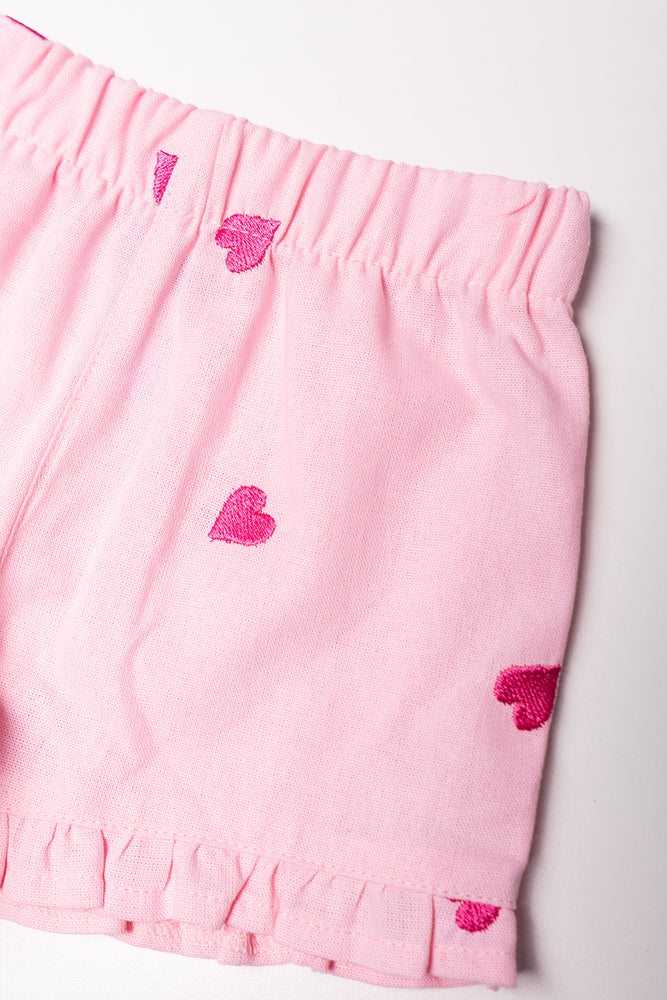 Linen Shorts Set Pink (2)