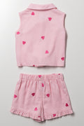 Linen Shorts Set Pink (3)