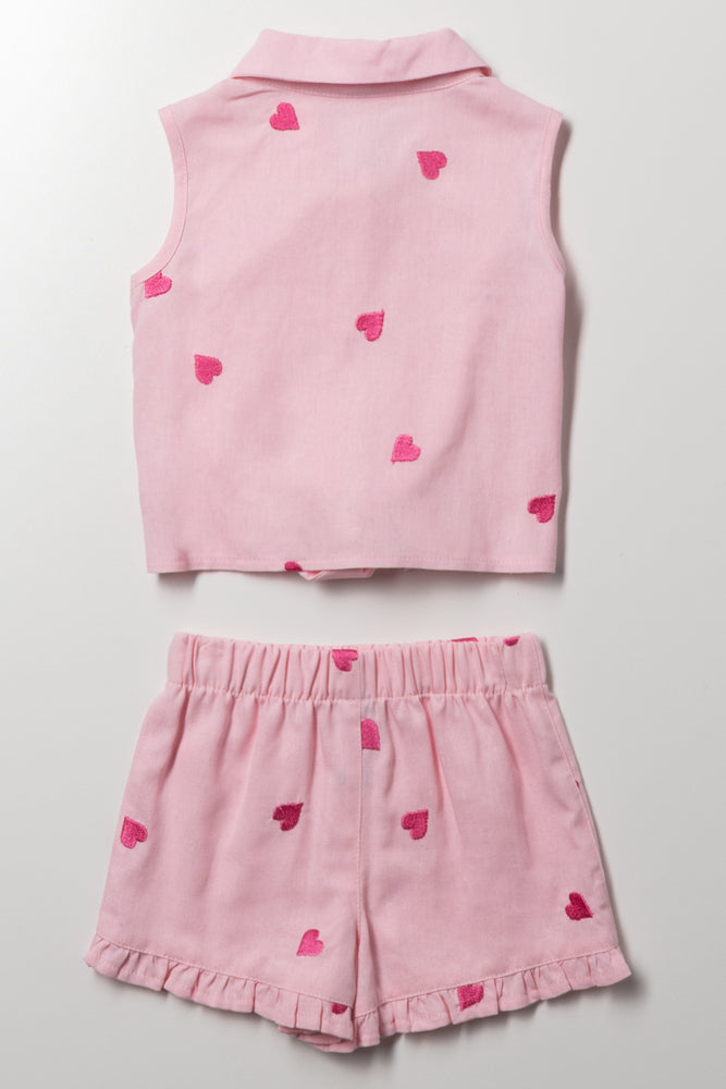 Linen Shorts Set Pink (3)