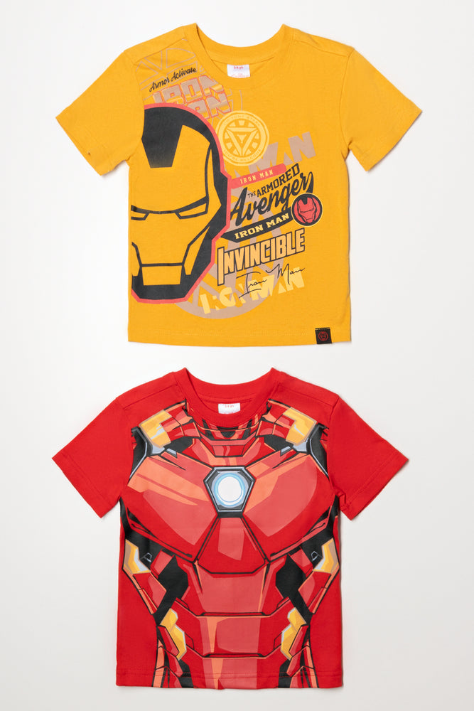 2 Pack Avenger Short Sleeve T-Shirts Red And Yellow