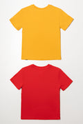 2 Pack Avenger Short Sleeve T-Shirts Red And Yellow (3)