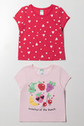 2 Pack Heart Short Sleeve T-Shirts Pink
