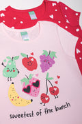 2 Pack Heart Short Sleeve T-Shirts Pink (1)