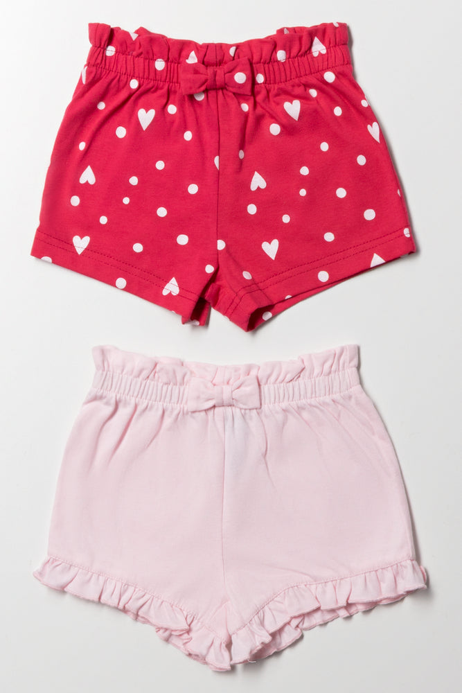 2 Pack Heart Shorts Pink
