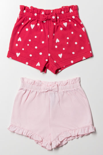 2 Pack Heart Shorts Pink
