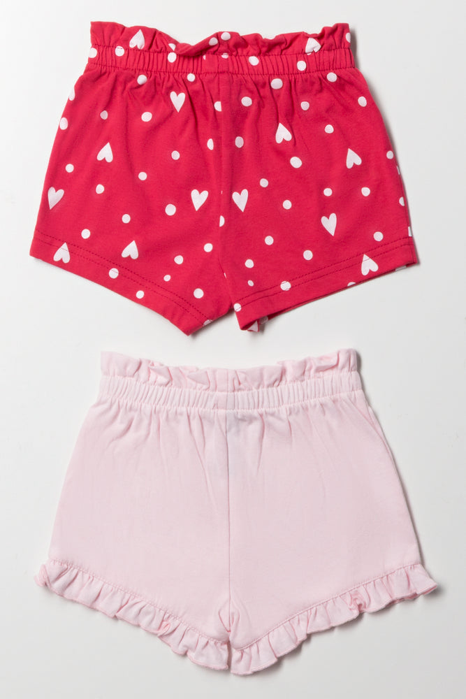 2 Pack Heart Shorts Pink (2)