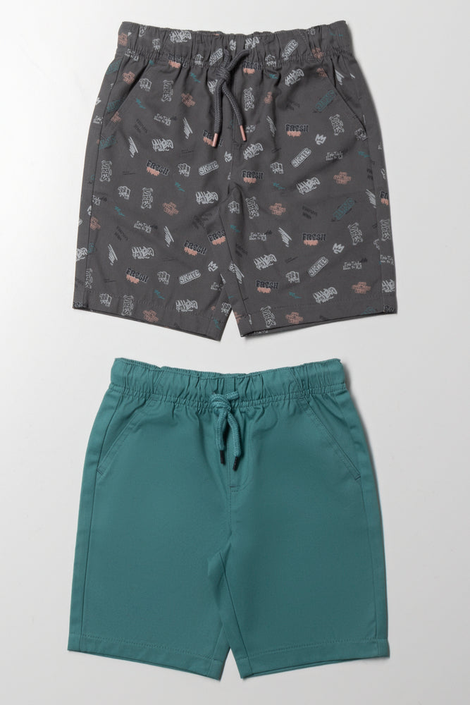 2 Pack Shorts Charcoal And Blue