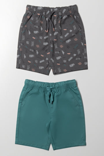 2 Pack Shorts Charcoal And Blue