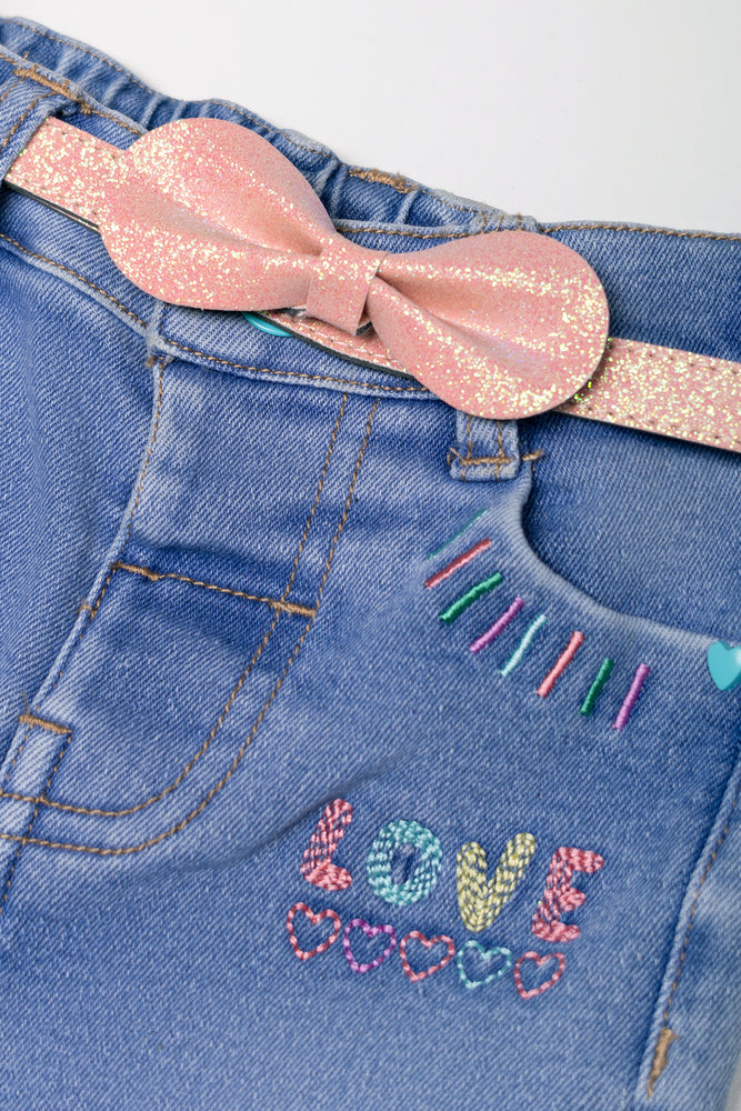 Belted Denim Jeans Blue