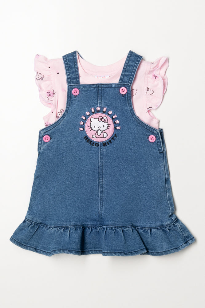 Hello Kitty Embroidered Denim Pinni Set Blue