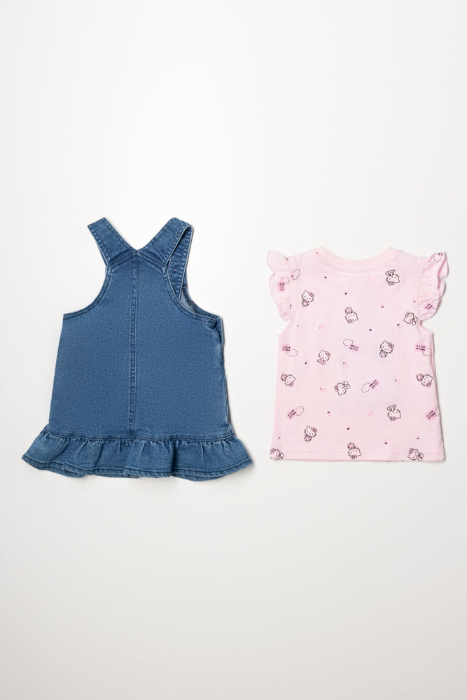 Hello Kitty Embroidered Denim Pinni Set Blue (4)