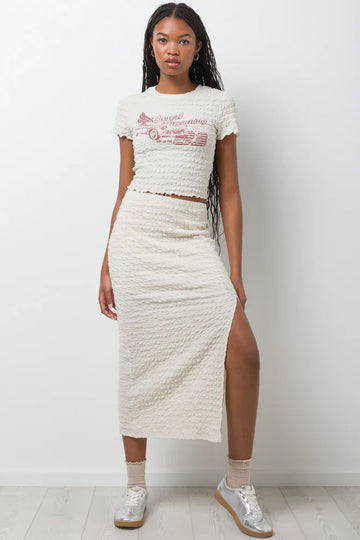 Textured Column Skirt Natural