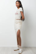 Textured Column Skirt Natural (2)