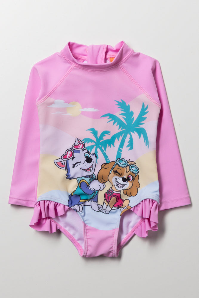 Paw Patrol Long Sleeve Swimsuit Pink