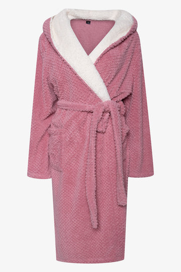 Hooded Sherpa Gown Pink