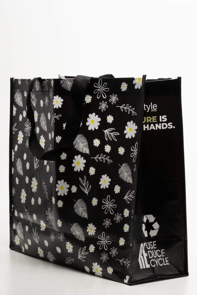 Flower Shopper Bag Black (3)