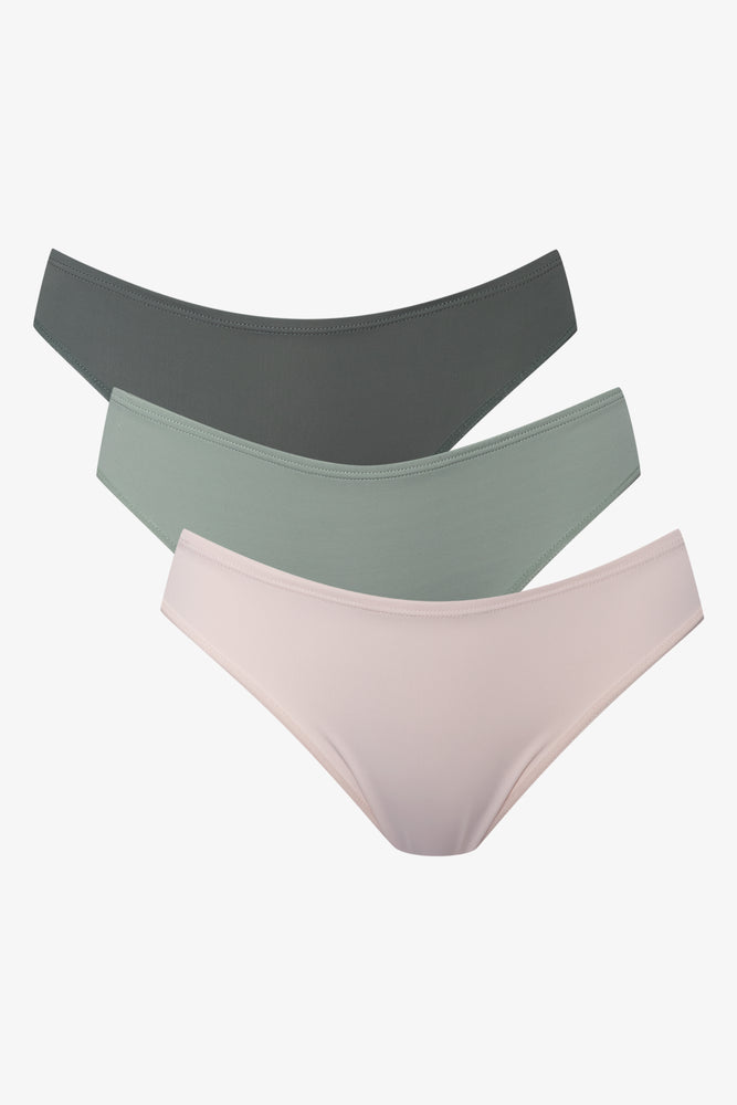 3 Pack Smooth Bikini Panties Green And Natural