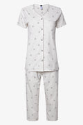 Button Through Capri Pyjamas  White