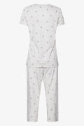 Button Through Capri Pyjamas  White (1)