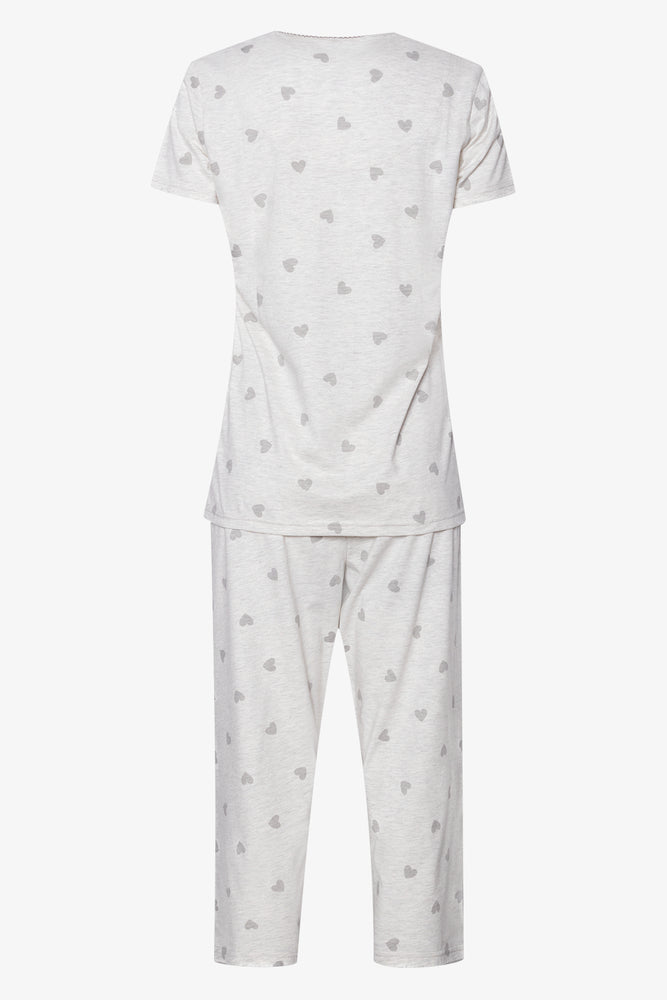 Button Through Capri Pyjamas  White (1)