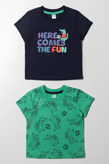 2 Pack Crocodile T-Shirts Navy And Green