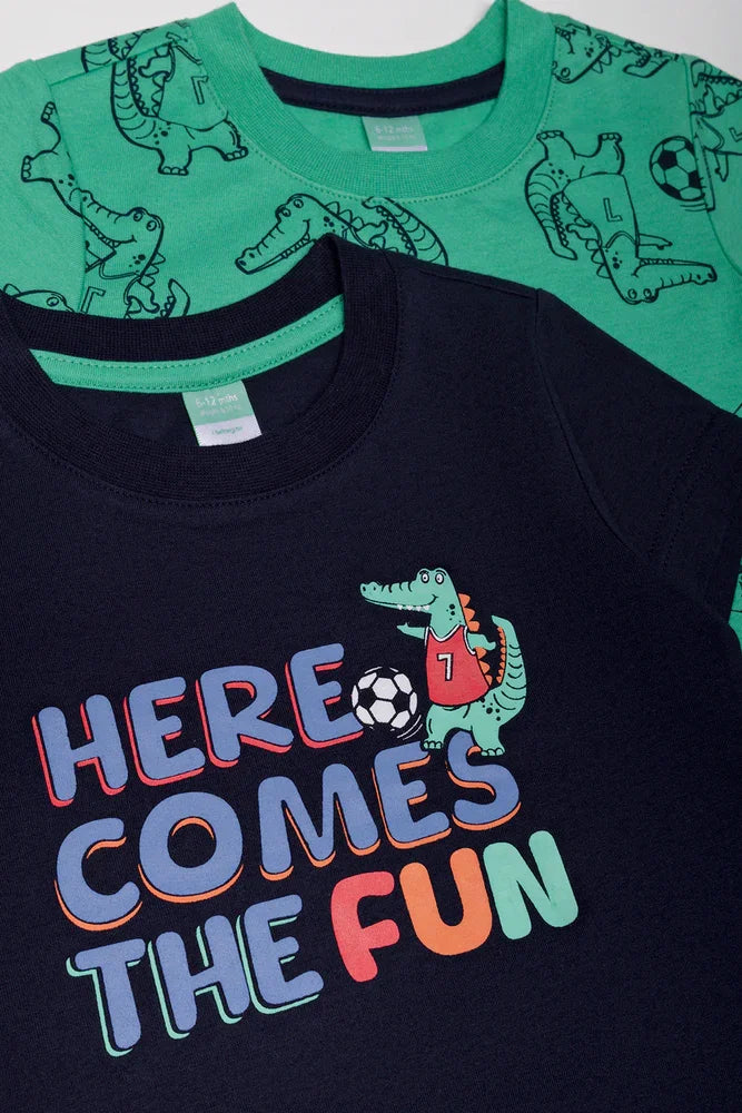 2 Pack Crocodile T-Shirts Navy And Green (1)