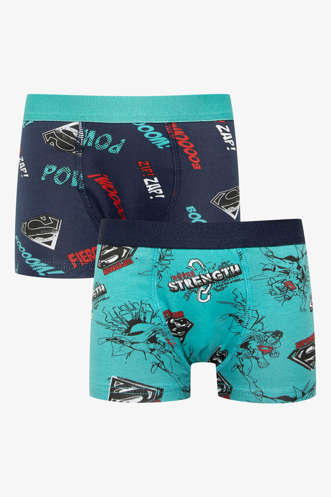 Superman 2 Pack Boxers Teal (2)