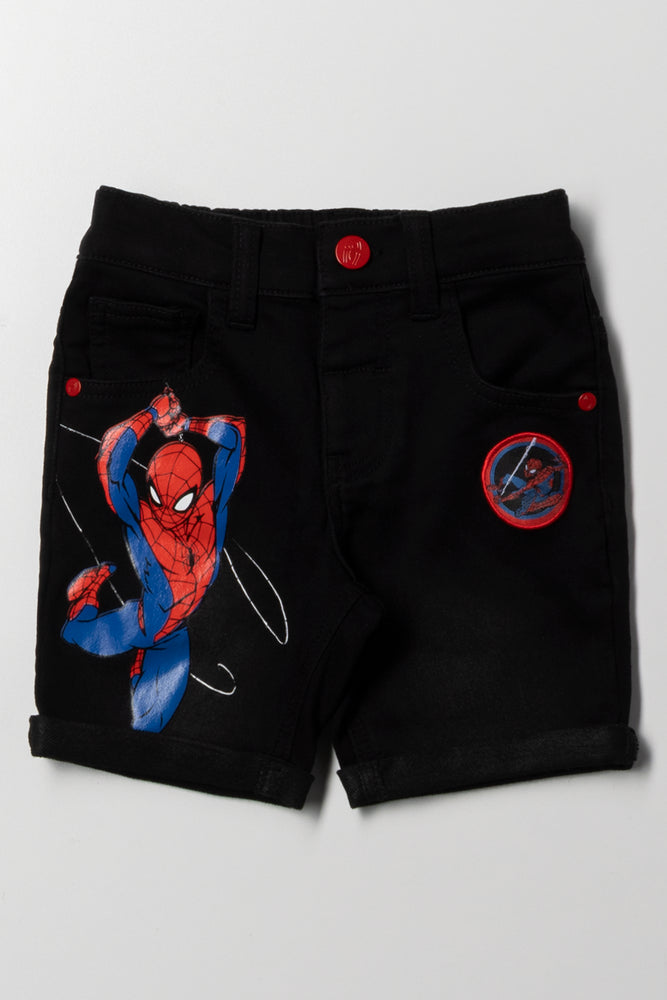 Spider-Man Denim Shorts Black