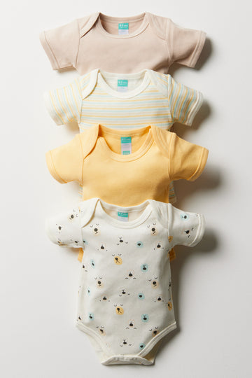 4PK SS BODYVESTS PRINTED UNI AOP BEAR